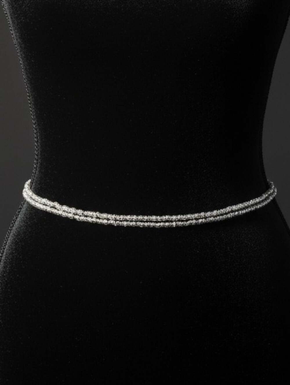 Double-Strand Silver Beaded Waist Chain Belt - Women's Accessory